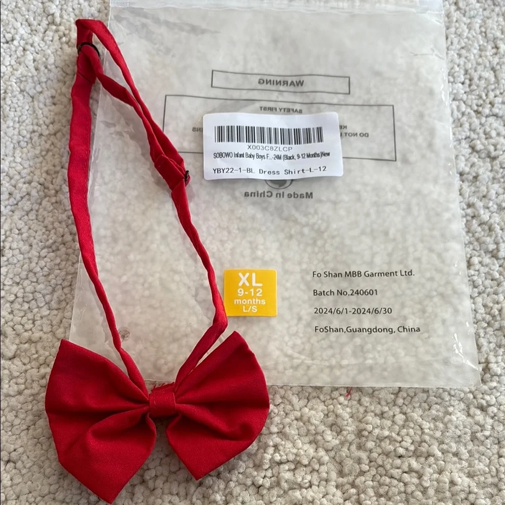 NWT 2.Red Soft Adjustable Bow Ties for Babies or Kids